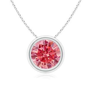 8.1mm Labgrown Bezel-Set Round Lab-Grown Fancy Intense Pink Diamond Solitaire Pendant in P950 Platinum