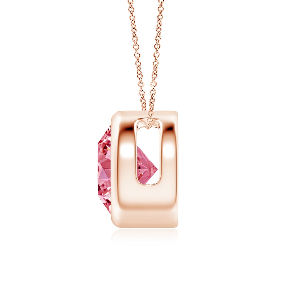 8.1mm Labgrown Bezel-Set Round Lab-Grown Fancy Intense Pink Diamond Solitaire Pendant in Rose Gold side 199