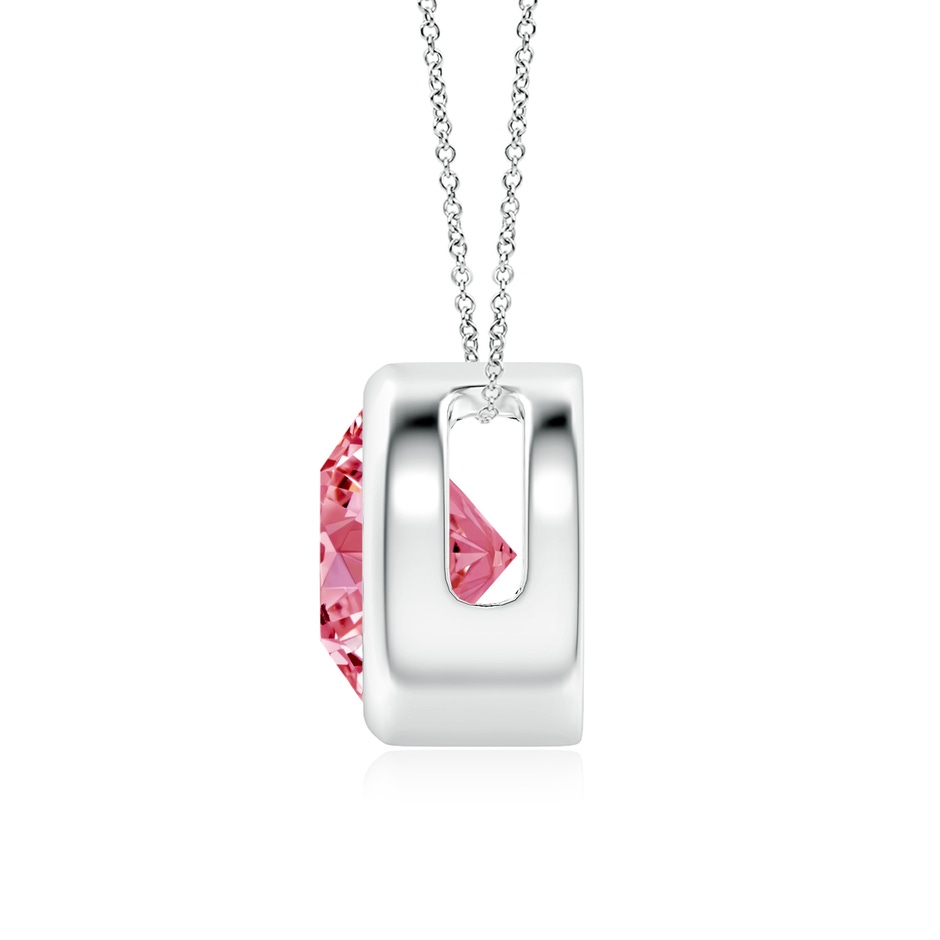 8.1mm Labgrown Bezel-Set Round Lab-Grown Fancy Intense Pink Diamond Solitaire Pendant in White Gold side 199