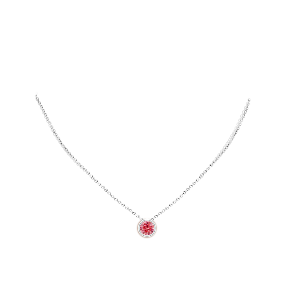 8.1mm Labgrown Bezel-Set Round Lab-Grown Fancy Intense Pink Diamond Solitaire Pendant in White Gold pen
