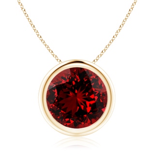 10mm Labgrown Lab-Grown Bezel-Set Round Ruby Solitaire Pendant in 9K Yellow Gold