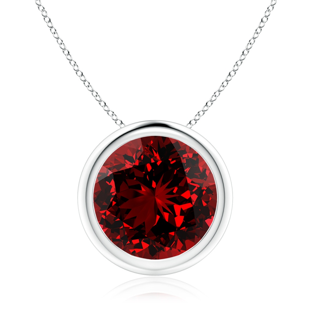 10mm Labgrown Lab-Grown Bezel-Set Round Ruby Solitaire Pendant in P950 Platinum