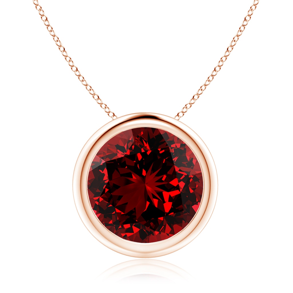 10mm Labgrown Lab-Grown Bezel-Set Round Ruby Solitaire Pendant in Rose Gold