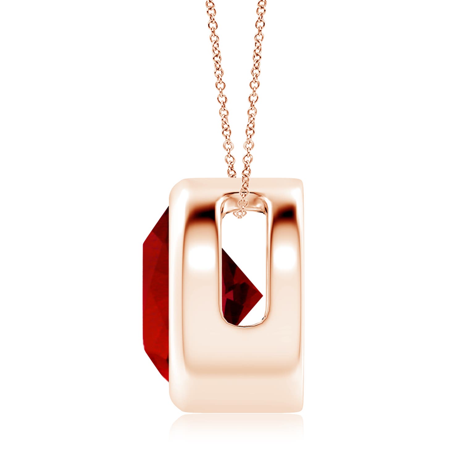 10mm Labgrown Lab-Grown Bezel-Set Round Ruby Solitaire Pendant in Rose Gold