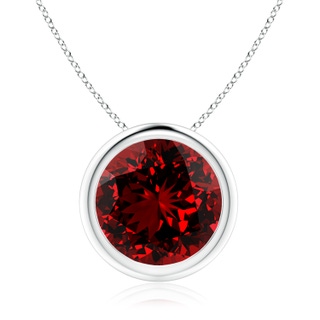 10mm Labgrown Lab-Grown Bezel-Set Round Ruby Solitaire Pendant in White Gold