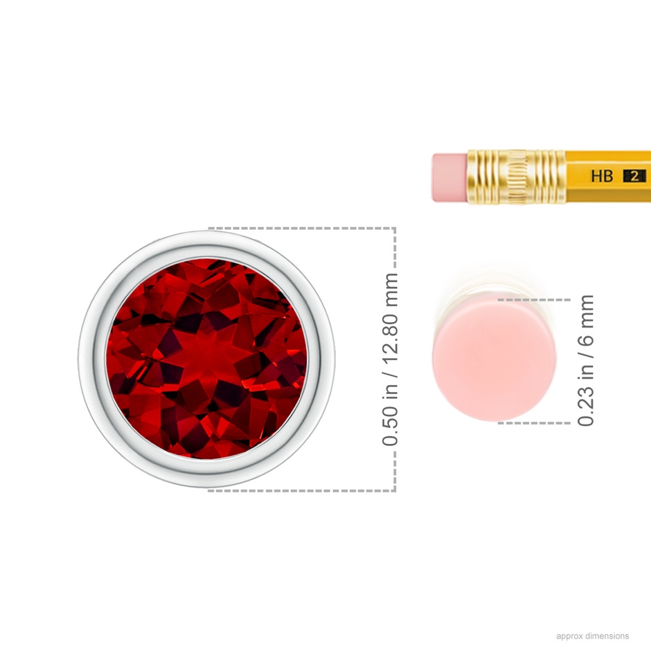 10mm Labgrown Lab-Grown Bezel-Set Round Ruby Solitaire Pendant in White Gold ruler