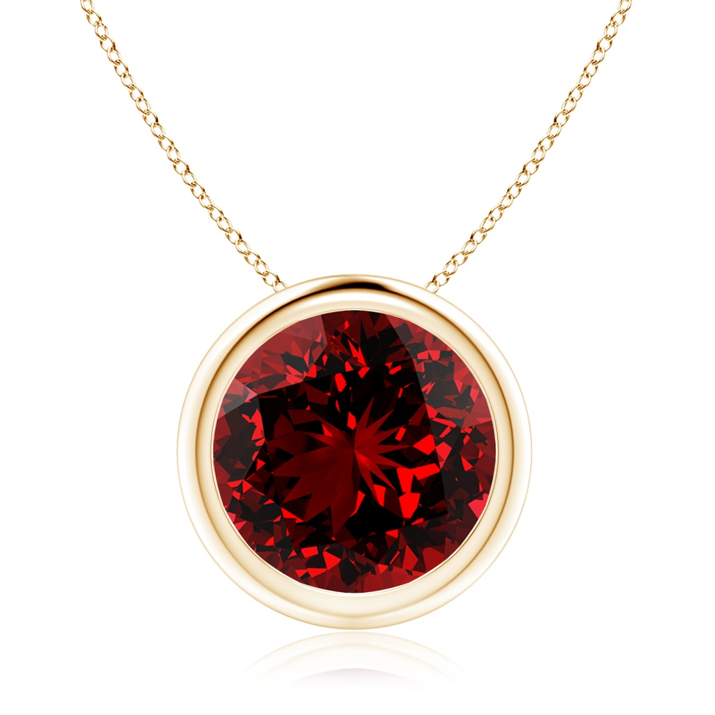 10mm Labgrown Lab-Grown Bezel-Set Round Ruby Solitaire Pendant in Yellow Gold