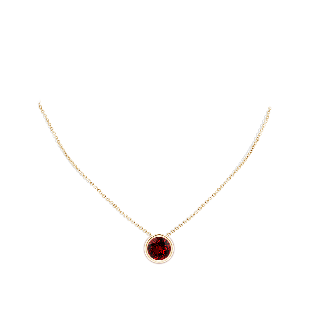10mm Labgrown Lab-Grown Bezel-Set Round Ruby Solitaire Pendant in Yellow Gold pen