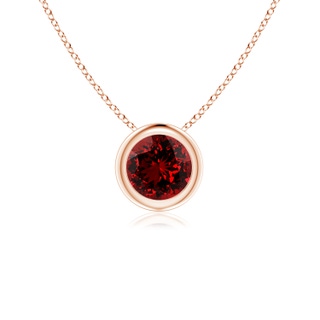 5mm Labgrown Lab-Grown Bezel-Set Round Ruby Solitaire Pendant in Rose Gold