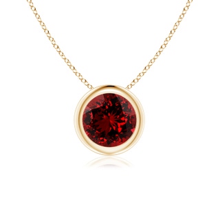 6mm Labgrown Lab-Grown Bezel-Set Round Ruby Solitaire Pendant in 9K Yellow Gold