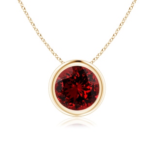 7mm Labgrown Lab-Grown Bezel-Set Round Ruby Solitaire Pendant in 9K Yellow Gold