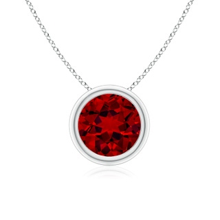 7mm Labgrown Lab-Grown Bezel-Set Round Ruby Solitaire Pendant in P950 Platinum