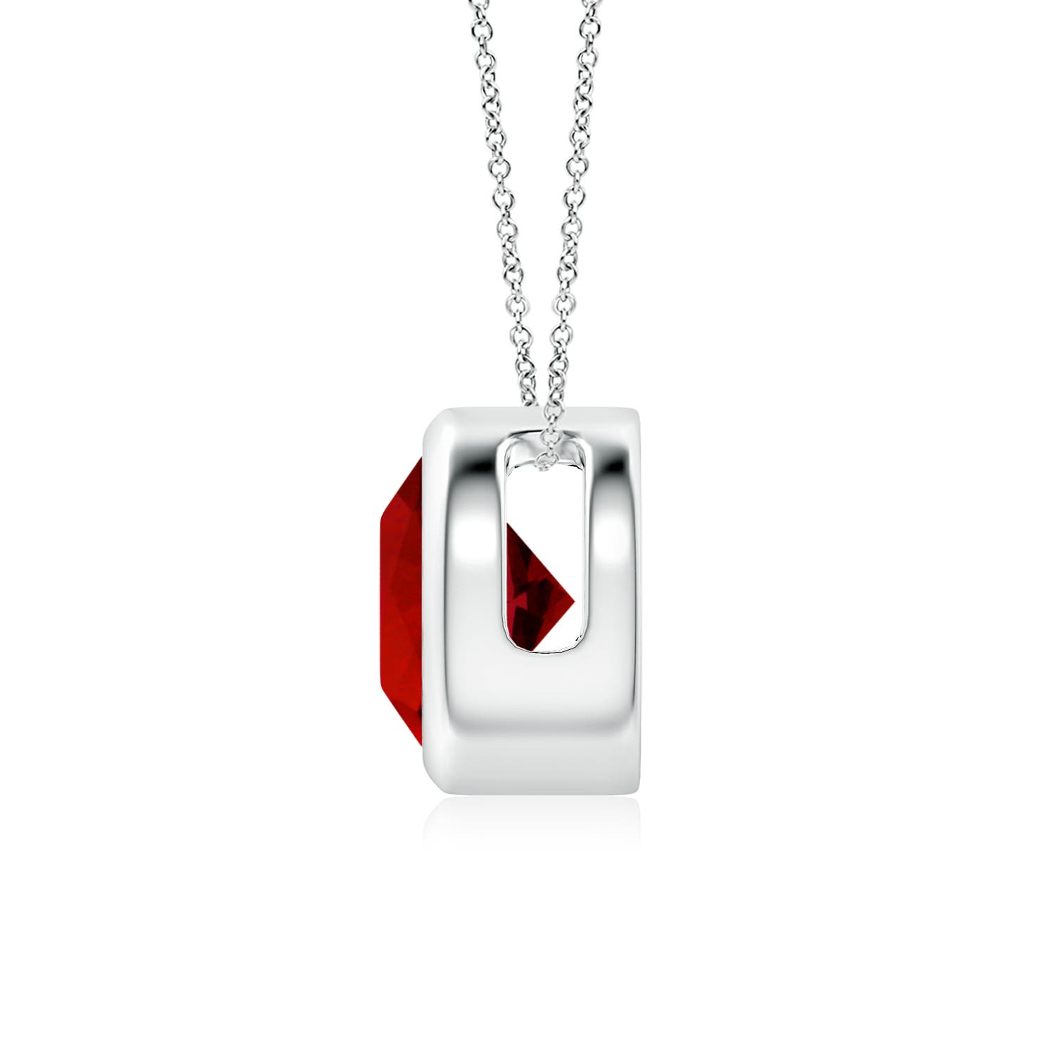 7mm Labgrown Lab-Grown Bezel-Set Round Ruby Solitaire Pendant in P950 Platinum