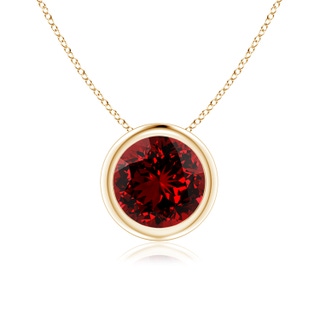 7mm Labgrown Lab-Grown Bezel-Set Round Ruby Solitaire Pendant in Yellow Gold