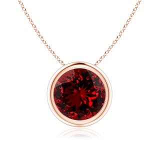 8mm Labgrown Lab-Grown Bezel-Set Round Ruby Solitaire Pendant in 10K Rose Gold