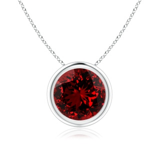 8mm Labgrown Lab-Grown Bezel-Set Round Ruby Solitaire Pendant in P950 Platinum