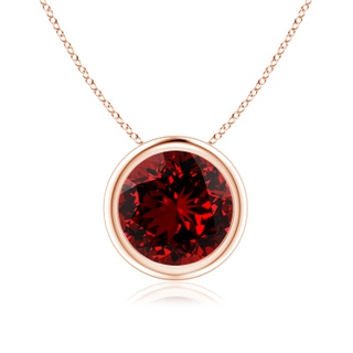 8mm Labgrown Lab-Grown Bezel-Set Round Ruby Solitaire Pendant in Rose Gold