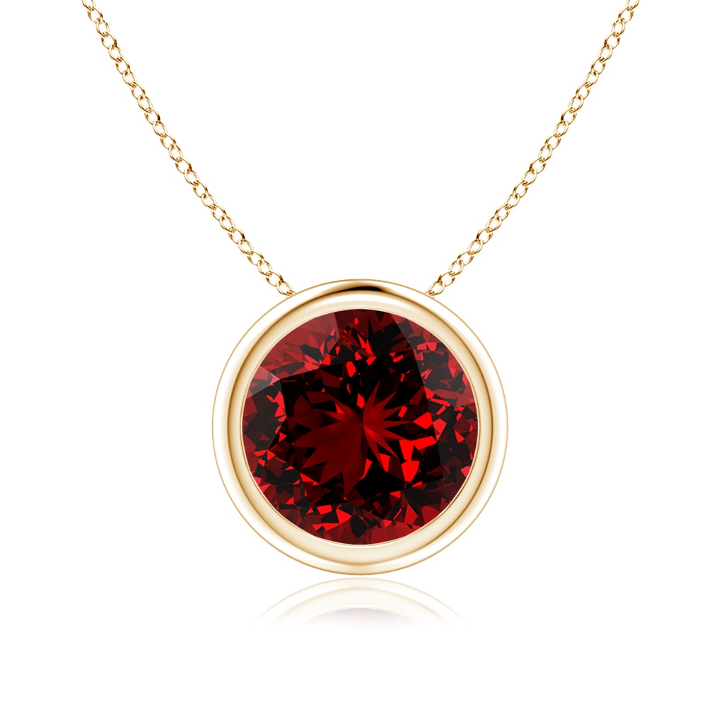 8mm Labgrown Lab-Grown Bezel-Set Round Ruby Solitaire Pendant in Yellow Gold