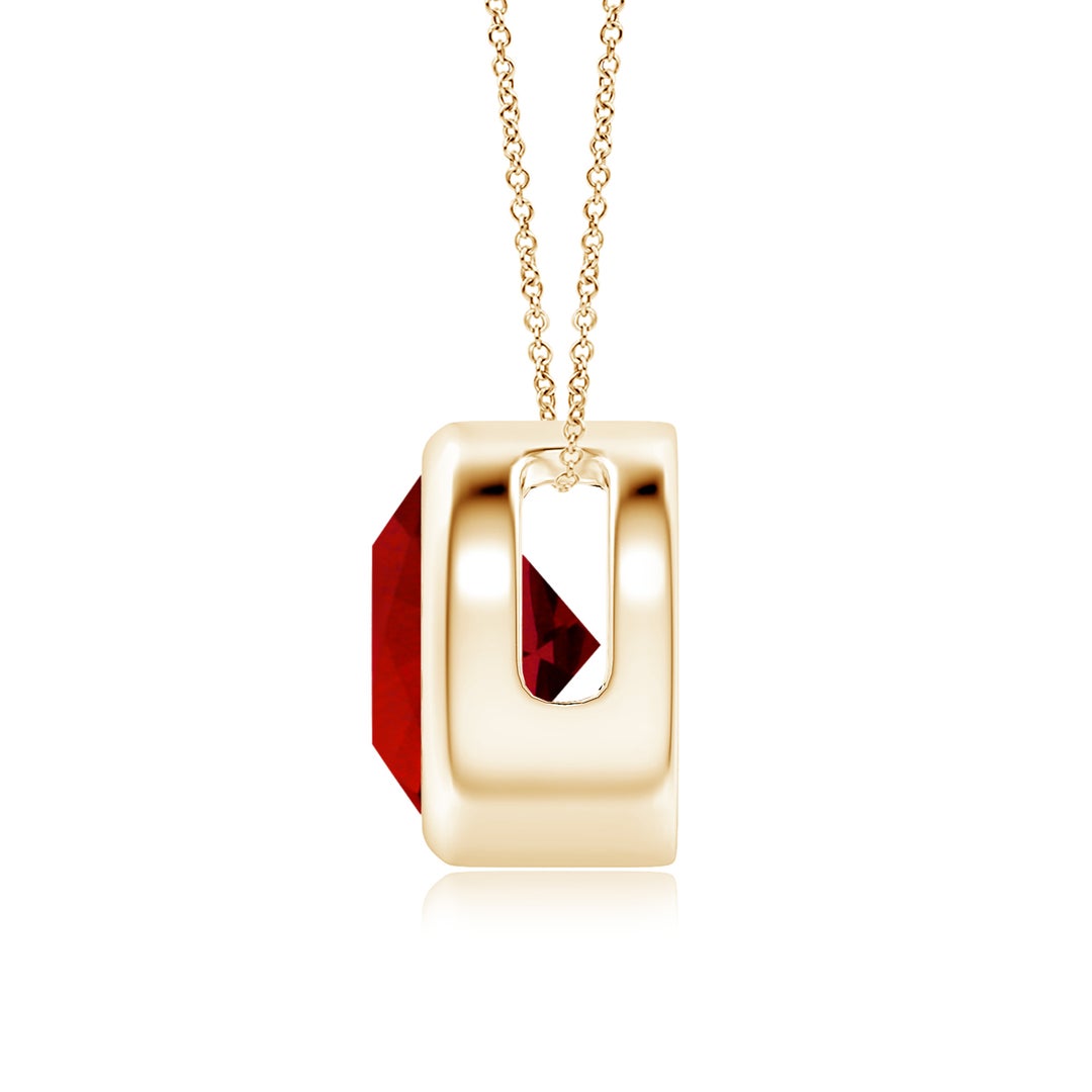 8mm Labgrown Lab-Grown Bezel-Set Round Ruby Solitaire Pendant in Yellow Gold - side 3