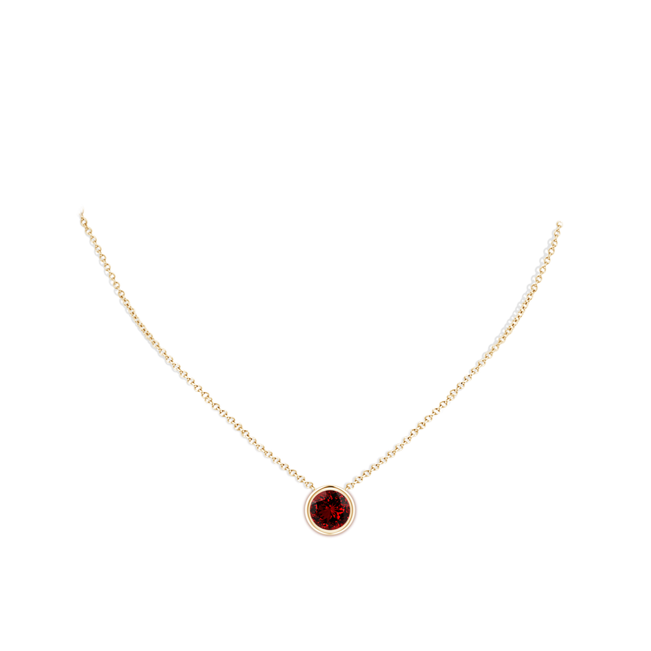 8mm Labgrown Lab-Grown Bezel-Set Round Ruby Solitaire Pendant in Yellow Gold pen