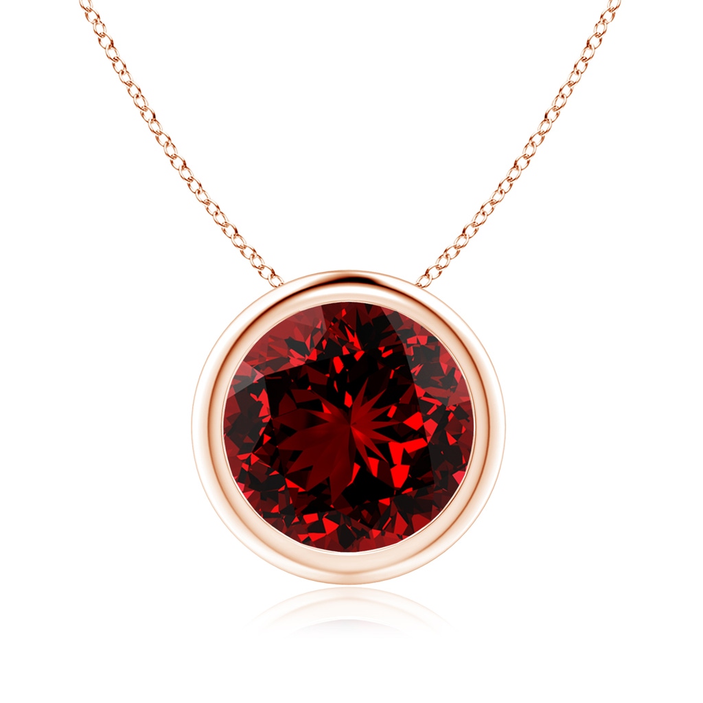 9mm Labgrown Lab-Grown Bezel-Set Round Ruby Solitaire Pendant in 9K Rose Gold