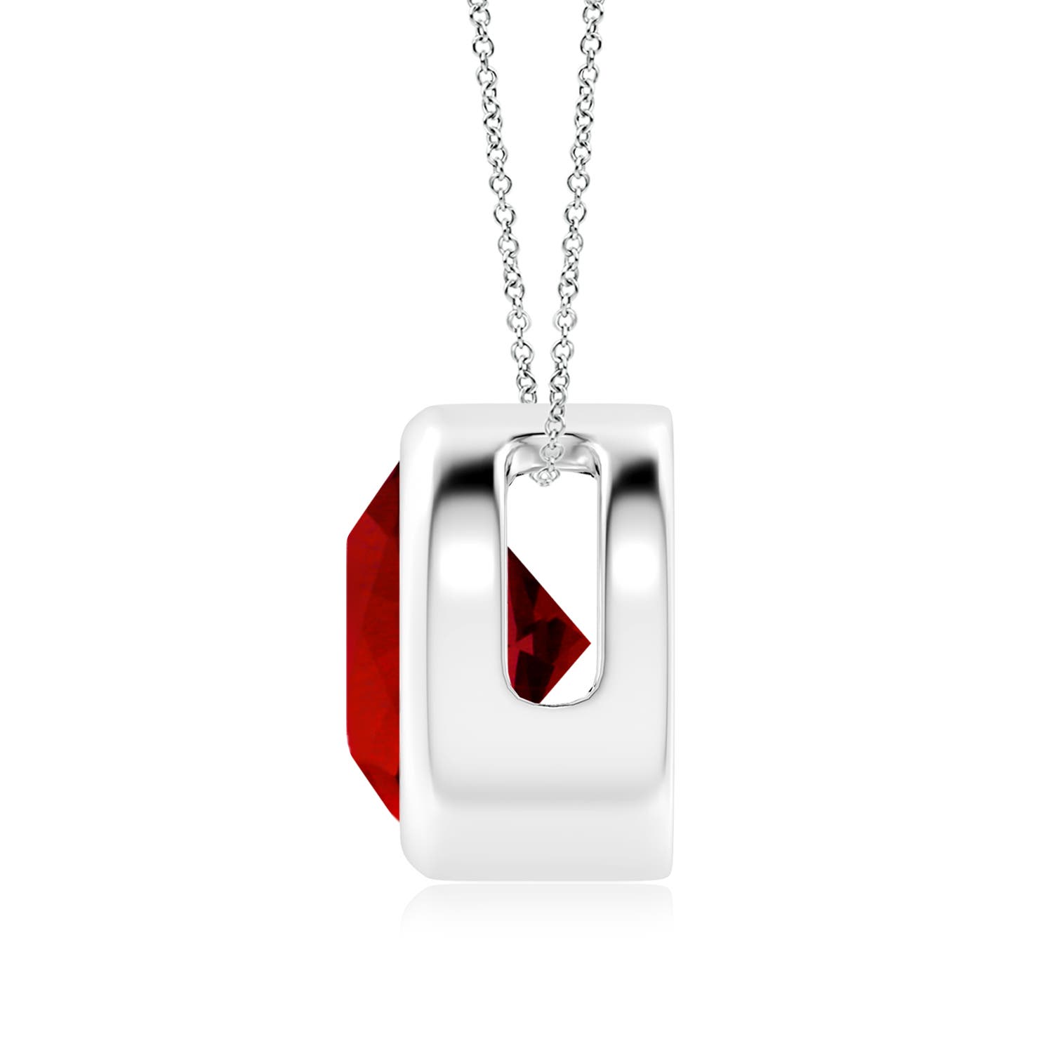 9mm Labgrown Lab-Grown Bezel-Set Round Ruby Solitaire Pendant in P950 Platinum