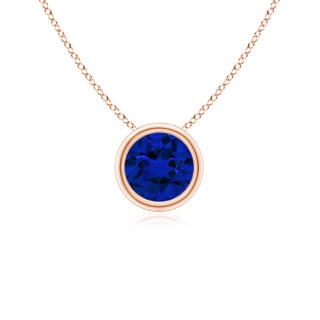 5mm Labgrown Lab-Grown Bezel-Set Round Blue Sapphire Solitaire Pendant in 10K Rose Gold