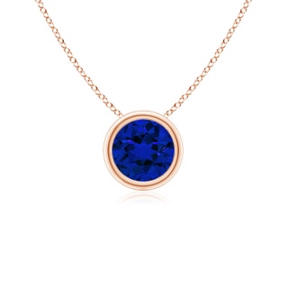 5mm Labgrown Lab-Grown Bezel-Set Round Blue Sapphire Solitaire Pendant in 9K Rose Gold