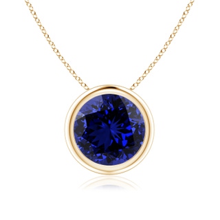 8mm Labgrown Lab-Grown Bezel-Set Round Blue Sapphire Solitaire Pendant in Yellow Gold