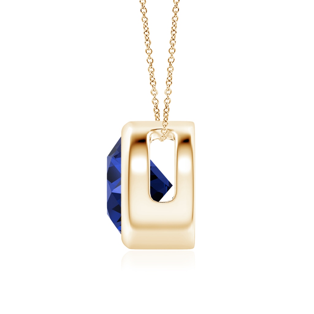 8mm Labgrown Lab-Grown Bezel-Set Round Blue Sapphire Solitaire Pendant in Yellow Gold Side 199