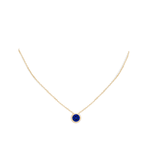 Lab-Grown Bezel-Set Round Blue Sapphire Solitaire Pendant