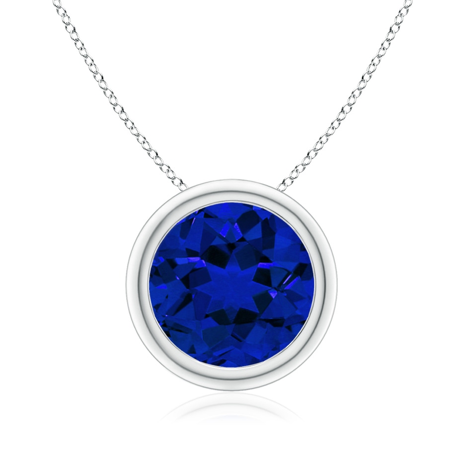 9mm Labgrown Lab-Grown Bezel-Set Round Blue Sapphire Solitaire Pendant in P950 Platinum 
