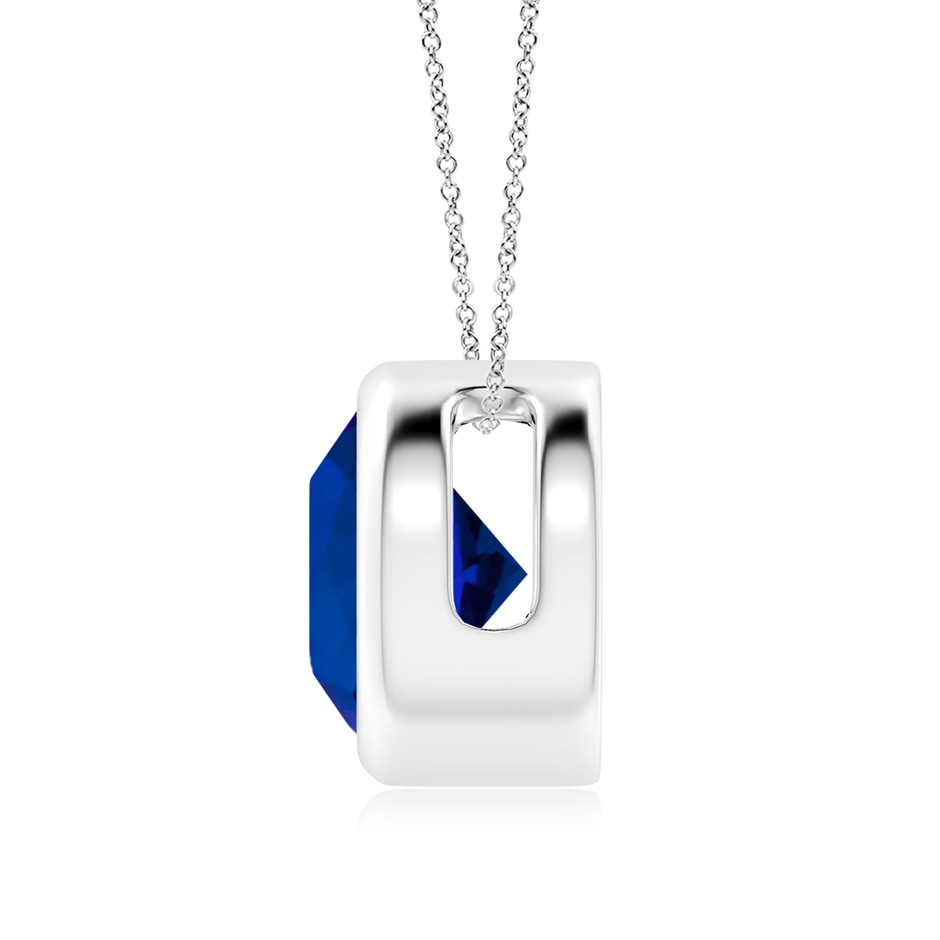 9mm Labgrown Lab-Grown Bezel-Set Round Blue Sapphire Solitaire Pendant in P950 Platinum side 199