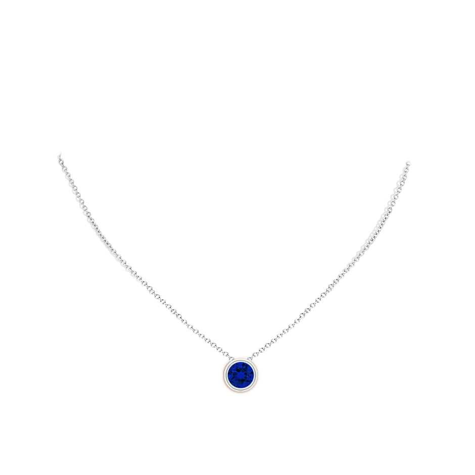 9mm Labgrown Lab-Grown Bezel-Set Round Blue Sapphire Solitaire Pendant in P950 Platinum pen