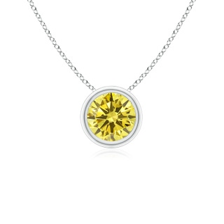 5.1mm Labgrown Bezel-Set Round Lab-Grown Fancy Intense Yellow Diamond Solitaire Pendant in P950 Platinum