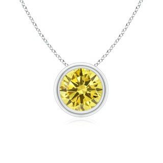 6.4mm Labgrown Bezel-Set Round Lab-Grown Fancy Intense Yellow Diamond Solitaire Pendant in P950 Platinum