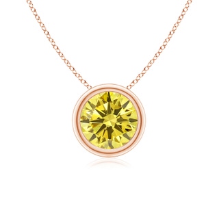 6.4mm Labgrown Bezel-Set Round Lab-Grown Fancy Intense Yellow Diamond Solitaire Pendant in Rose Gold