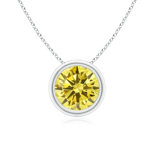 7mm Labgrown Bezel-Set Round Lab-Grown Fancy Intense Yellow Diamond Solitaire Pendant in P950 Platinum