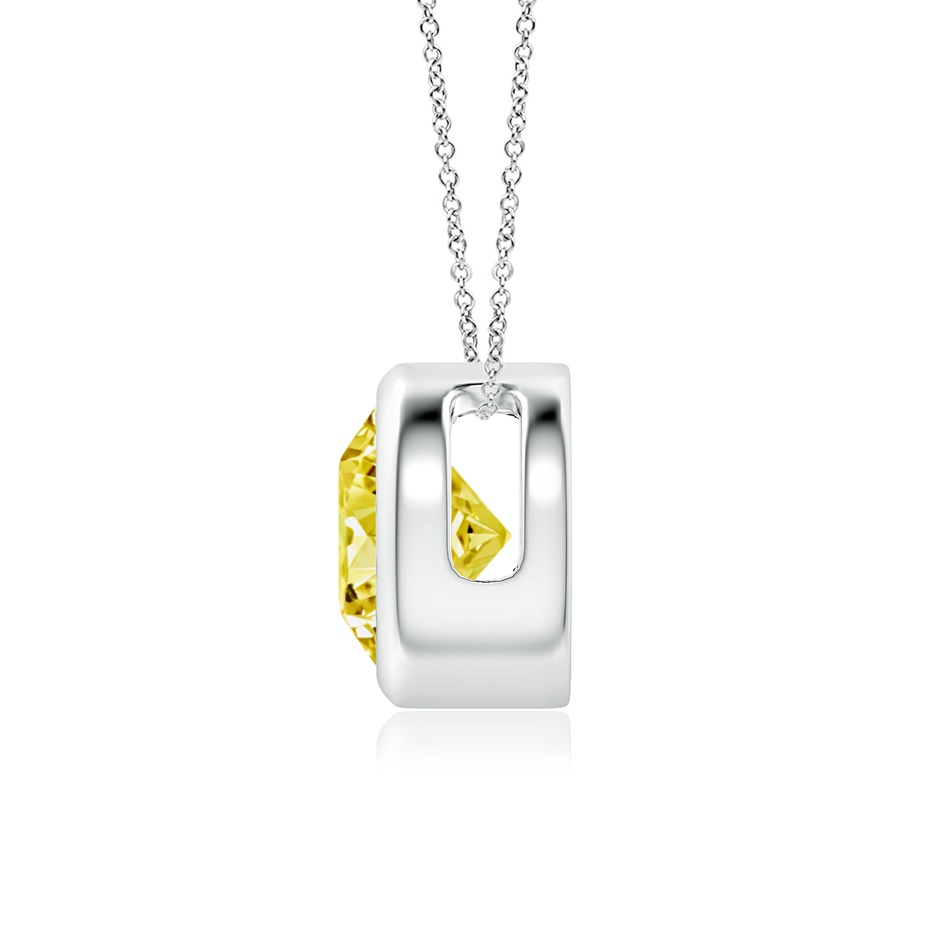 7mm Labgrown Bezel-Set Round Lab-Grown Fancy Intense Yellow Diamond Solitaire Pendant in White Gold side 199