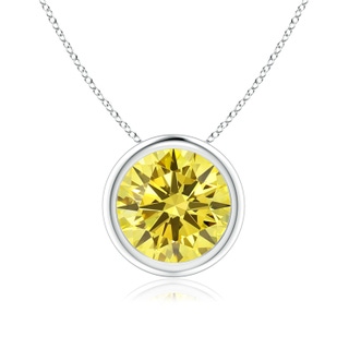 8.1mm Labgrown Bezel-Set Round Lab-Grown Fancy Intense Yellow Diamond Solitaire Pendant in P950 Platinum