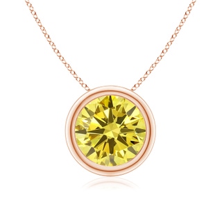 8.1mm Labgrown Bezel-Set Round Lab-Grown Fancy Intense Yellow Diamond Solitaire Pendant in Rose Gold