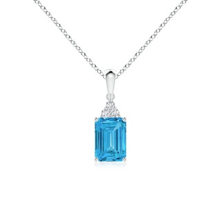 7x5mm Labgrown Emerald-Cut Lab-Grown Fancy Intense Blue Diamond Pendant with Trio Accents in P950 Platinum