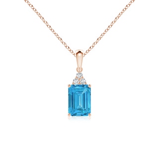 7x5mm Labgrown Emerald-Cut Lab-Grown Fancy Intense Blue Diamond Pendant with Trio Accents in Rose Gold