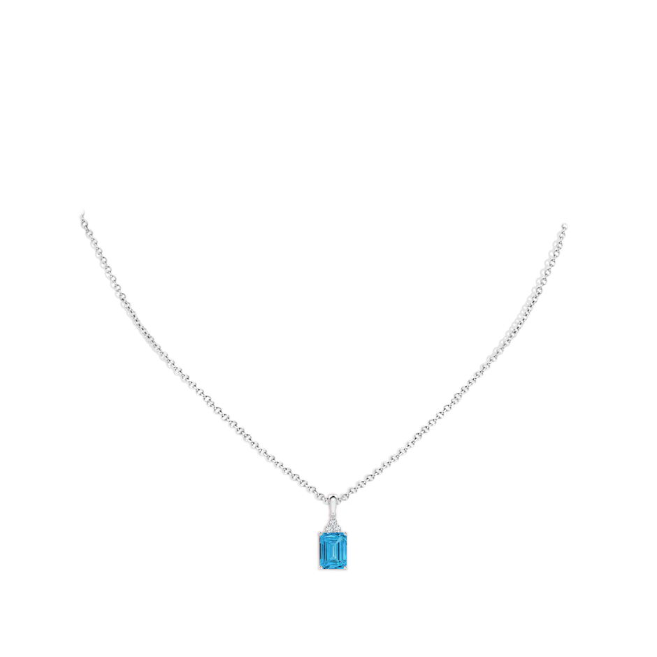 8x6mm Labgrown Emerald-Cut Lab-Grown Fancy Intense Blue Diamond Pendant with Trio Accents in White Gold pen