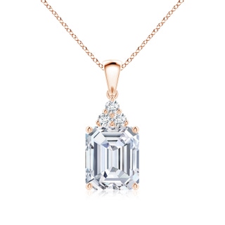 10x8.5mm FGVS Lab-Grown Emerald-Cut Diamond Pendant with Diamond Trio in Rose Gold