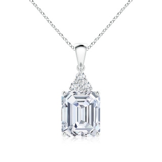 10x8.5mm FGVS Lab-Grown Emerald-Cut Diamond Pendant with Diamond Trio in S999 Silver