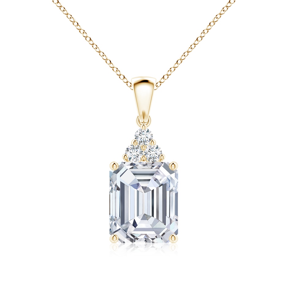 10x8.5mm FGVS Lab-Grown Emerald-Cut Diamond Pendant with Diamond Trio in Yellow Gold 