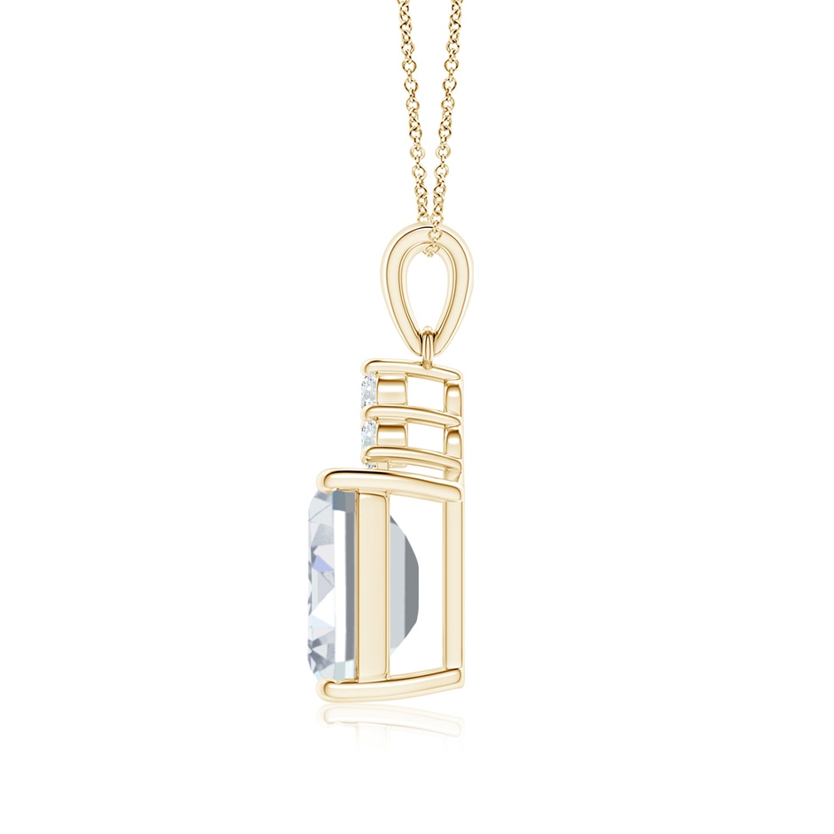 10x8.5mm FGVS Lab-Grown Emerald-Cut Diamond Pendant with Diamond Trio in Yellow Gold side 199