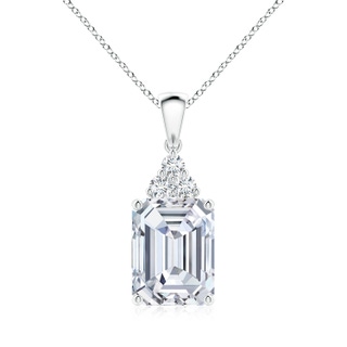 11x8.5mm FGVS Lab-Grown Emerald-Cut Diamond Pendant with Diamond Trio in P950 Platinum