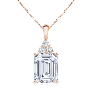 12x10mm FGVS Lab-Grown Emerald-Cut Diamond Pendant with Diamond Trio in 10K Rose Gold